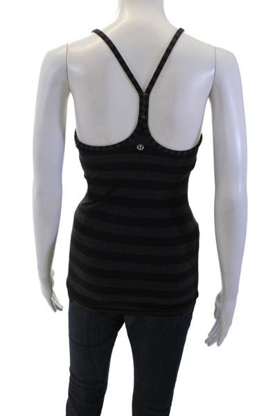 Lululemon Women Camisole Black Striped Nylon Blend Round Neck Sleeveless Size S