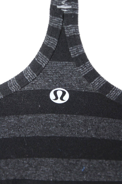Lululemon Women Camisole Black Striped Nylon Blend Round Neck Sleeveless Size S