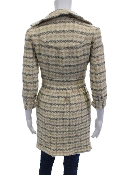 Walter Womens Beige Trench Coat Collared 3/4 Sleeve Button Size 0