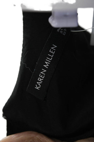 Karen Millen Women Bodycon Pencil Dress Black Zip Crew Neck Size 4