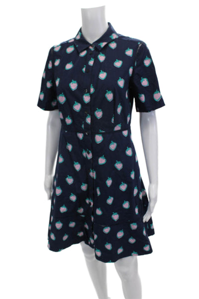 Draper James Women Shirt Dress Dark Blue Collared Short Sleeve Size 6