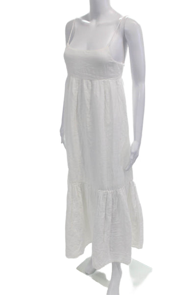 Zara, Women Maxi Slip Dress White Square Neck Mid-Calf Sleeveless Size S