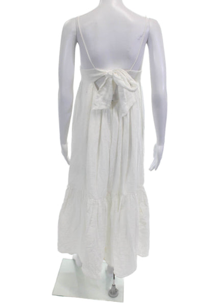 Zara, Women Maxi Slip Dress White Square Neck Mid-Calf Sleeveless Size S