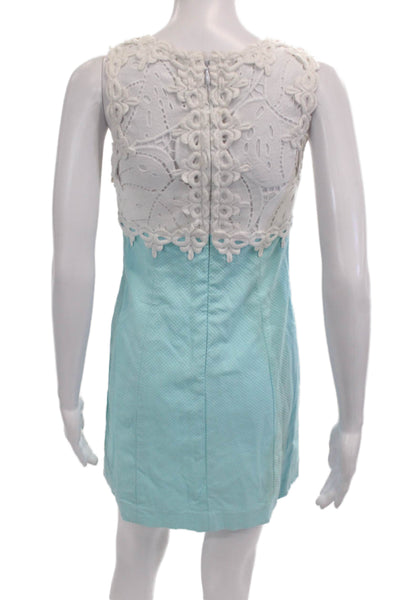 Lilly Pulitzer Women Light Blue Sleeveless V-Neck Mini Shift Dress Size 00