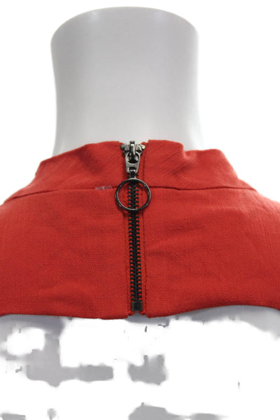 Free People Womens Mini Tank Dress Red Mock Neck Rayon Sleeveless Size S