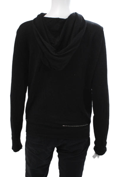Monrow Women Black Full-Zip Hoodie Rayon Cotton Spandex Size XS