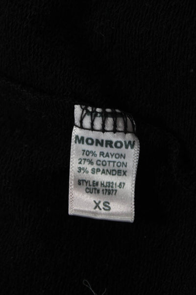 Monrow Women Black Full-Zip Hoodie Rayon Cotton Spandex Size XS