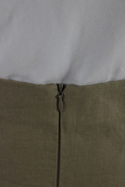 Zara Womens Back Zip Chain Detail Cut Out Mini Skirt Brown Linen Size XS