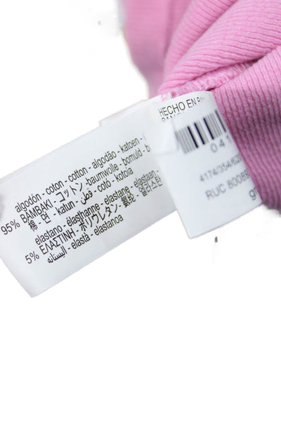 Zara Women Cropped Basic Pink Square Neck Short Sleeve T-Shirt Size S