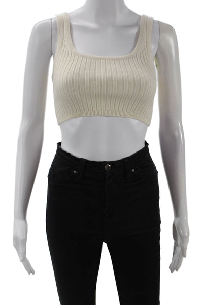 Wilfred Women Cropped Striped Square Neck Tank Beige Size 2XS