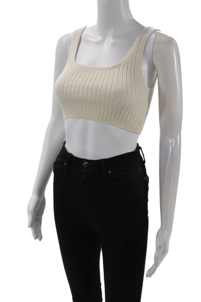 Wilfred Women Cropped Striped Square Neck Tank Beige Size 2XS