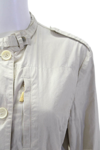 Moncler Women Military Jacket Beige Cotton Buckle High Neck Size 3