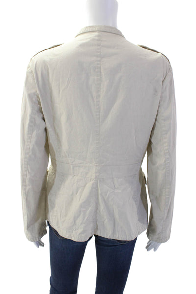 Moncler Women Military Jacket Beige Cotton Buckle High Neck Size 3