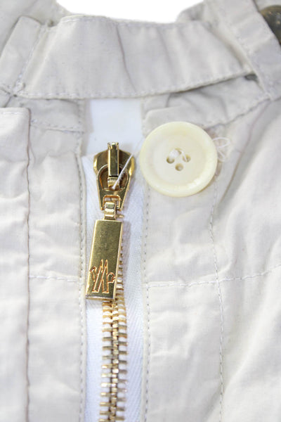 Moncler Women Military Jacket Beige Cotton Buckle High Neck Size 3