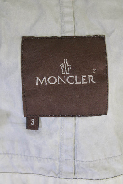 Moncler Women Military Jacket Beige Cotton Buckle High Neck Size 3