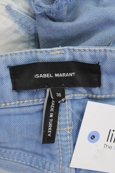 Isabel Marant Womens Tie-Dye Print Low-Rise Denim Shorts Blue Size 36
