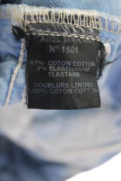 Isabel Marant Womens Tie-Dye Print Low-Rise Denim Shorts Blue Size 36