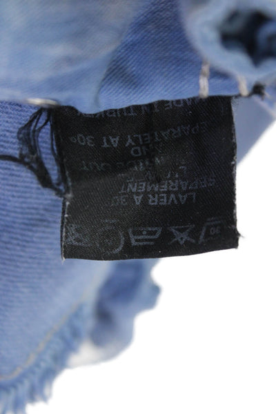 Isabel Marant Womens Tie-Dye Print Low-Rise Denim Shorts Blue Size 36