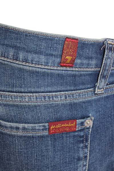 7 For All Mankind Womens Bootcut Dark Blue Jeans Button Mid Rise Size 27