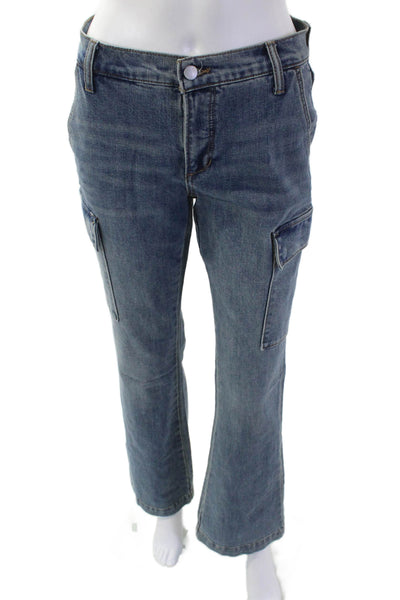Joes Women Bootcut Cargo Jeans Blue Button Mid Rise Size 26