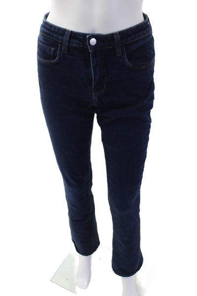 L'Agence Women Dark Blue Straight Jeans High Rise Button Size 25
