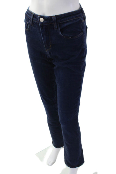 L'Agence Women Dark Blue Straight Jeans High Rise Button Size 25