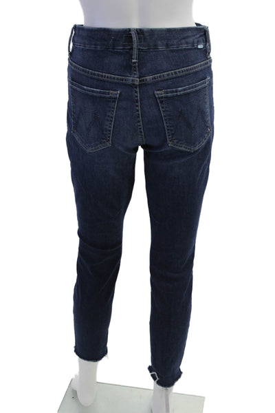 Mother Women Ankle Cropped Dark Blue Mid-Rise Jeans Size 27