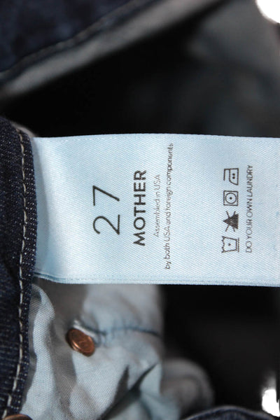 Mother Women Ankle Cropped Dark Blue Mid-Rise Jeans Size 27