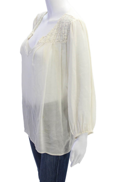 Joie Womens Beige V-Neck Tunic Blouse 3/4 Sleeve Bohemian Size S