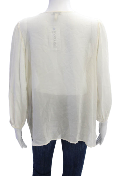 Joie Womens Beige V-Neck Tunic Blouse 3/4 Sleeve Bohemian Size S