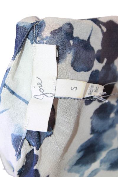 Joie Women Silk Floral V-Neck Long Sleeve Blouse Blue Size S