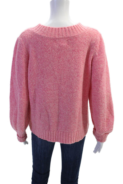 Xirena, Women Pullover Pink Crew Neck Long Sleeve Size L