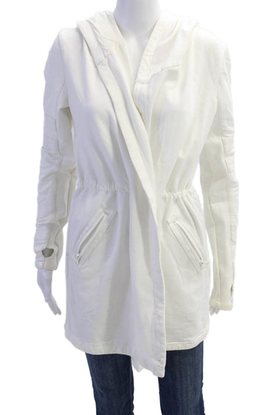 Blanc Noir Women White Designer Drawstring Jacket Long Sleeve Size S