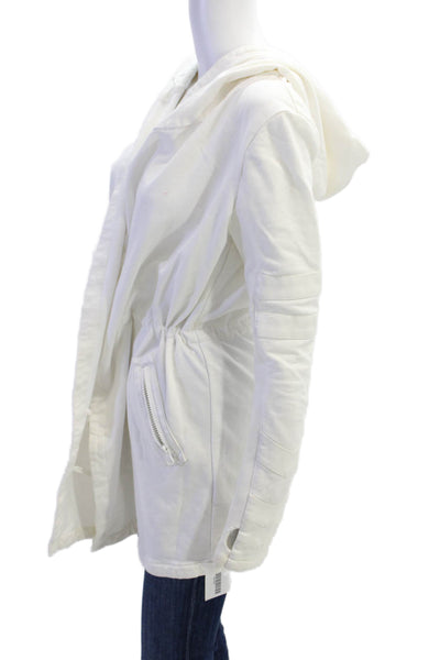 Blanc Noir Women White Designer Drawstring Jacket Long Sleeve Size S