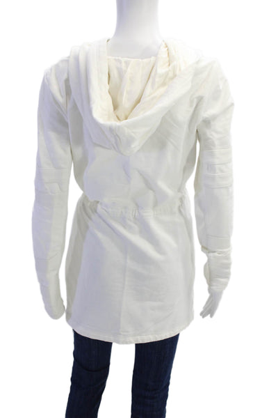 Blanc Noir Women White Designer Drawstring Jacket Long Sleeve Size S
