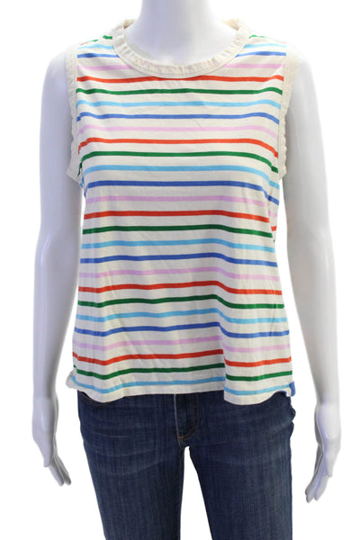 Kule Women Jersey Striped Sleeveless Crewneck Tank Cotton Multi-Color Size M