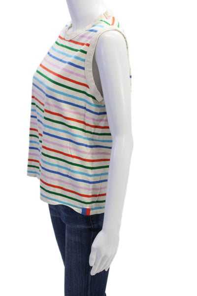 Kule Women Jersey Striped Sleeveless Crewneck Tank Cotton Multi-Color Size M