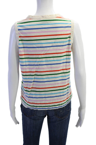 Kule Women Jersey Striped Sleeveless Crewneck Tank Cotton Multi-Color Size M