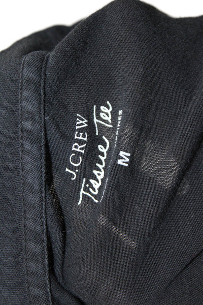 J Crew Womens Black Cotton Basic Long Sleeve Round Neck T-Shirt Size M