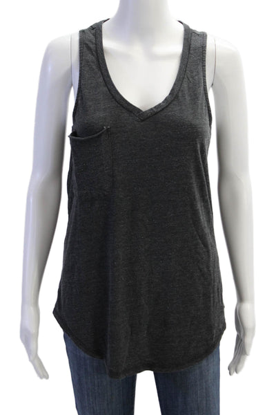 Z Supply Women Basic V-Neck Tank Dark Gray Sleeveless Size M