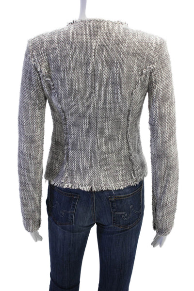 Joie Women Gray Jacket Zip Long Sleeve Round Neck Size M