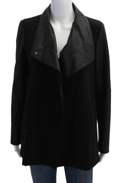 Theory Women Black Snap Long Sleeve Jacket Petite Size S