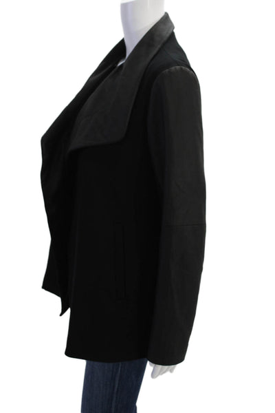Theory Women Black Snap Long Sleeve Jacket Petite Size S