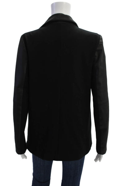 Theory Women Black Snap Long Sleeve Jacket Petite Size S