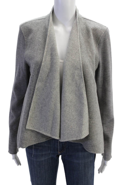 Halston Heritage Women Gray Wool Blend Jacket Long Sleeve Size M