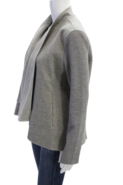 Halston Heritage Women Gray Wool Blend Jacket Long Sleeve Size M