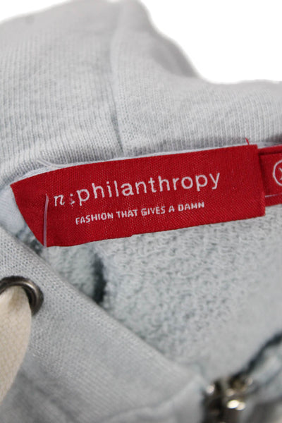Philanthropy Women Pullover Hoodie Light Blue Cotton Viscose Size XS