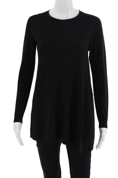 D. Exterior Womens Pullover Sweater Black 100% Wool Size S