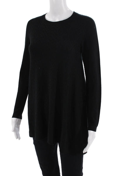 D. Exterior Womens Pullover Sweater Black 100% Wool Size S