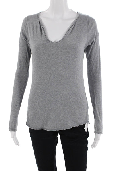 Zadig & Voltaire Women V-Neck Long Sleeve Basic Tunic Gray 100% Cotton Size XS